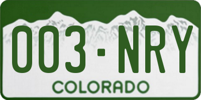 CO license plate 003NRY