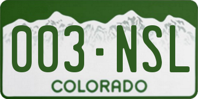CO license plate 003NSL