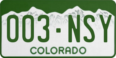 CO license plate 003NSY