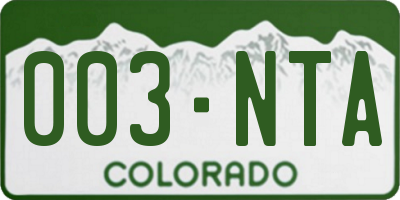 CO license plate 003NTA