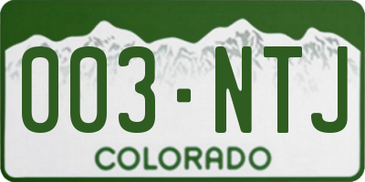 CO license plate 003NTJ