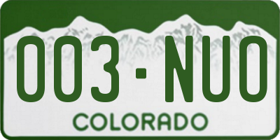 CO license plate 003NUO