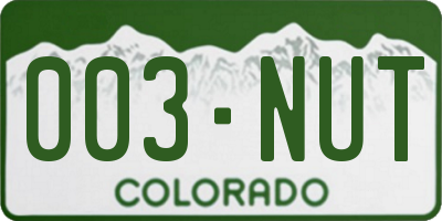 CO license plate 003NUT