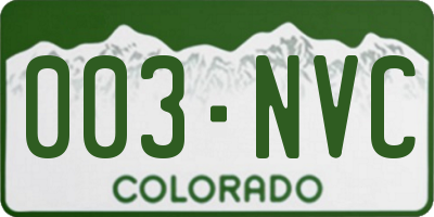 CO license plate 003NVC