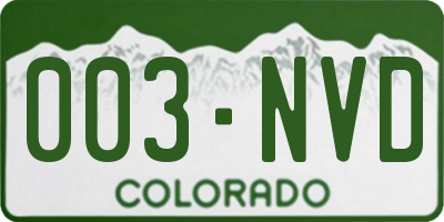 CO license plate 003NVD