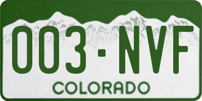 CO license plate 003NVF