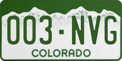 CO license plate 003NVG