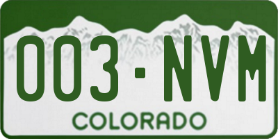 CO license plate 003NVM