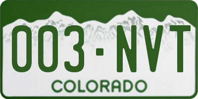 CO license plate 003NVT