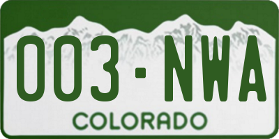 CO license plate 003NWA