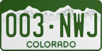 CO license plate 003NWJ