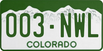 CO license plate 003NWL