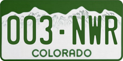 CO license plate 003NWR