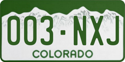 CO license plate 003NXJ