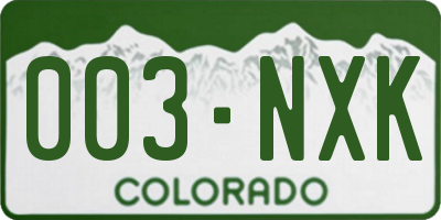 CO license plate 003NXK