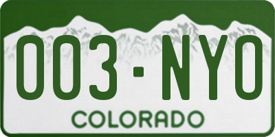 CO license plate 003NYO