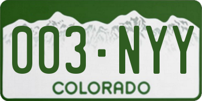 CO license plate 003NYY