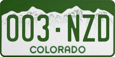 CO license plate 003NZD
