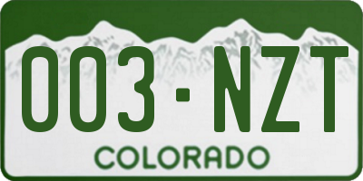 CO license plate 003NZT