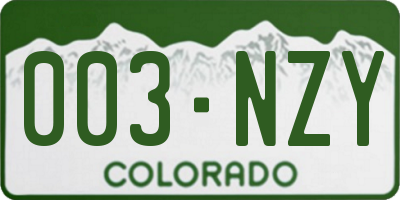 CO license plate 003NZY