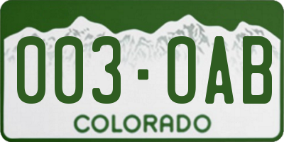 CO license plate 003OAB