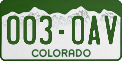 CO license plate 003OAV