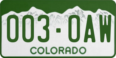 CO license plate 003OAW