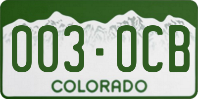 CO license plate 003OCB