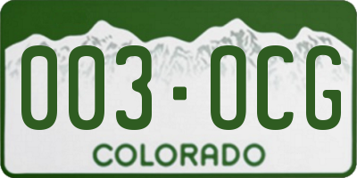 CO license plate 003OCG