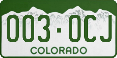 CO license plate 003OCJ