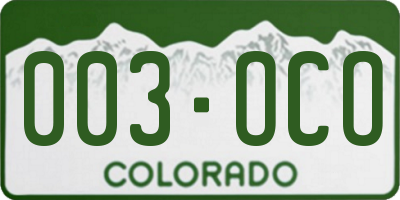 CO license plate 003OCO