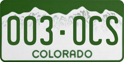 CO license plate 003OCS