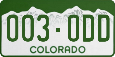 CO license plate 003ODD