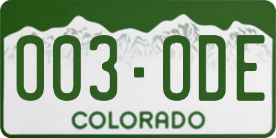 CO license plate 003ODE