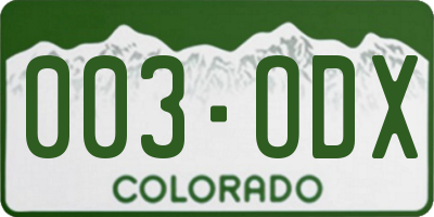 CO license plate 003ODX