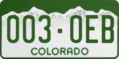 CO license plate 003OEB