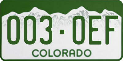 CO license plate 003OEF