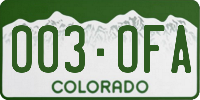 CO license plate 003OFA