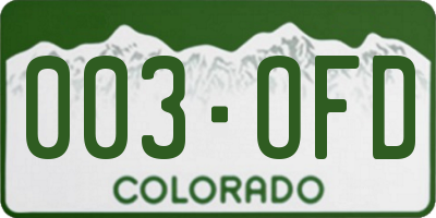 CO license plate 003OFD