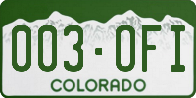 CO license plate 003OFI