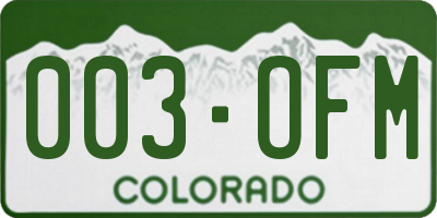 CO license plate 003OFM