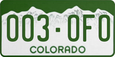 CO license plate 003OFO