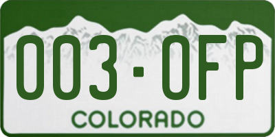 CO license plate 003OFP