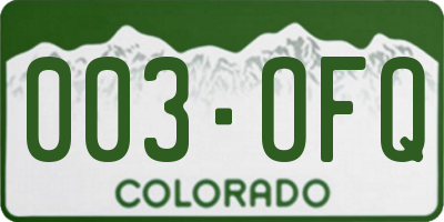 CO license plate 003OFQ