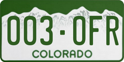 CO license plate 003OFR