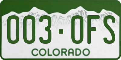 CO license plate 003OFS