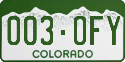 CO license plate 003OFY