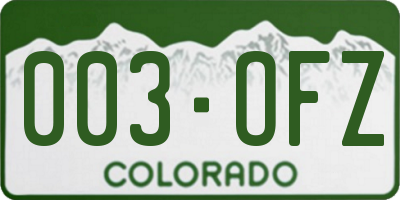 CO license plate 003OFZ