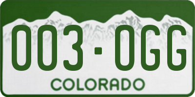 CO license plate 003OGG