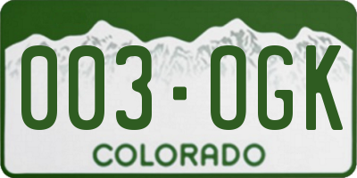 CO license plate 003OGK